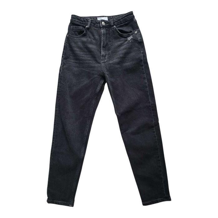 Ciemne szare jeansy 36,S Bershka Mom slim high waist wysoki stan