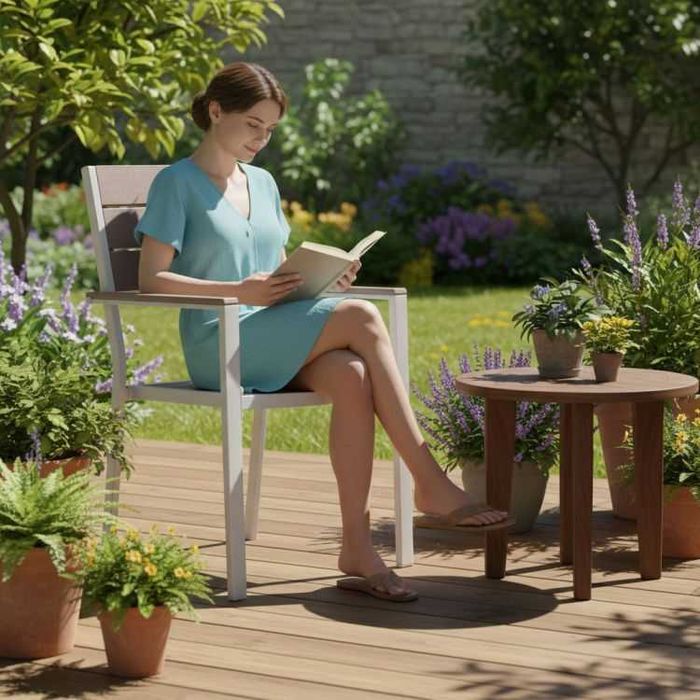 Zestaw 2 krzeseł ogrodowych na taras balkon beżowe MultiGarden