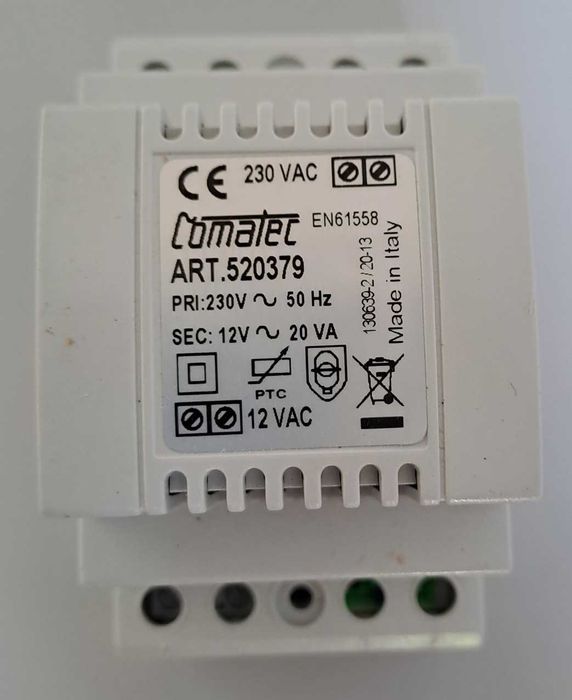 Transformator 230V / 12V, 20VA, szyna DIN