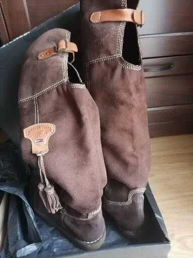 Botas altas pele em castanho Hilfiger denim