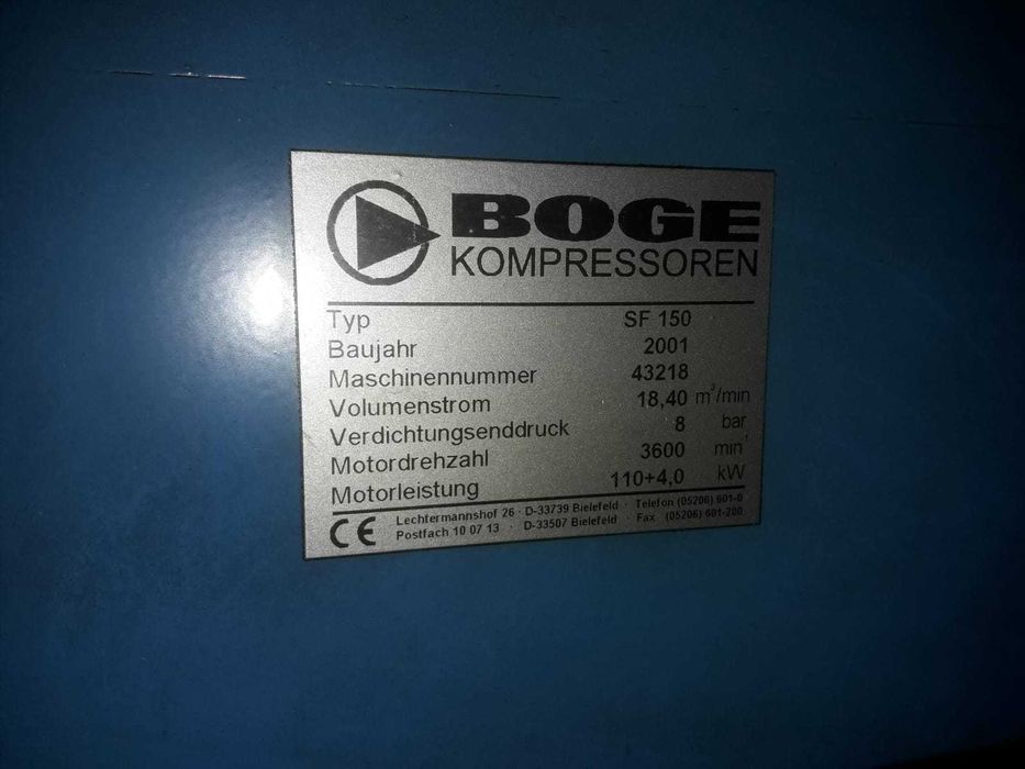 Compressores BOGE Industriais de parafuso SF-150 e SF-60