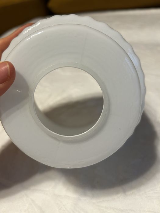 Klosz żyrandol PRL biały szklany vintage retro modernizm