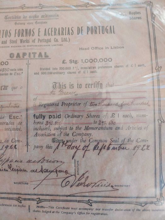 titulos de ações antigas