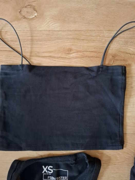 3 topy 164 XS H&M Pull&Bear czarne koszulka bawełna