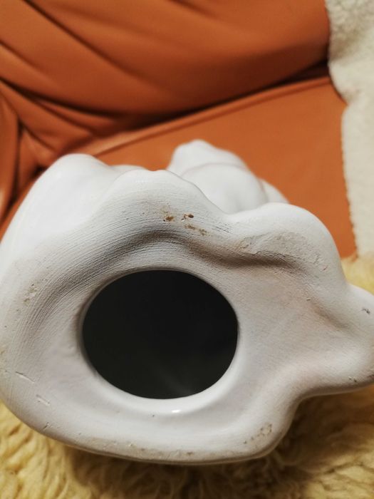 Ceramiczna figurka kota szklane zielone oczy