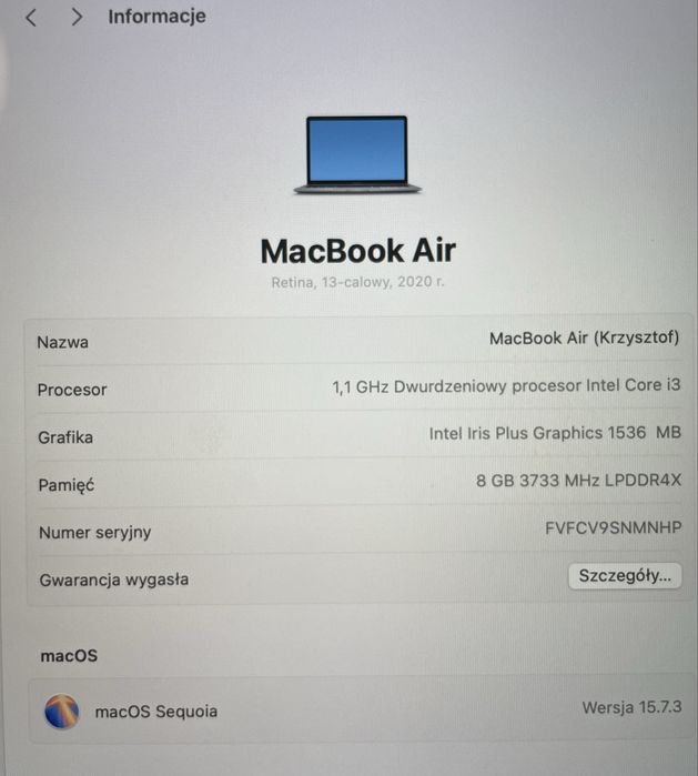 MacBook Air 13” 2020’