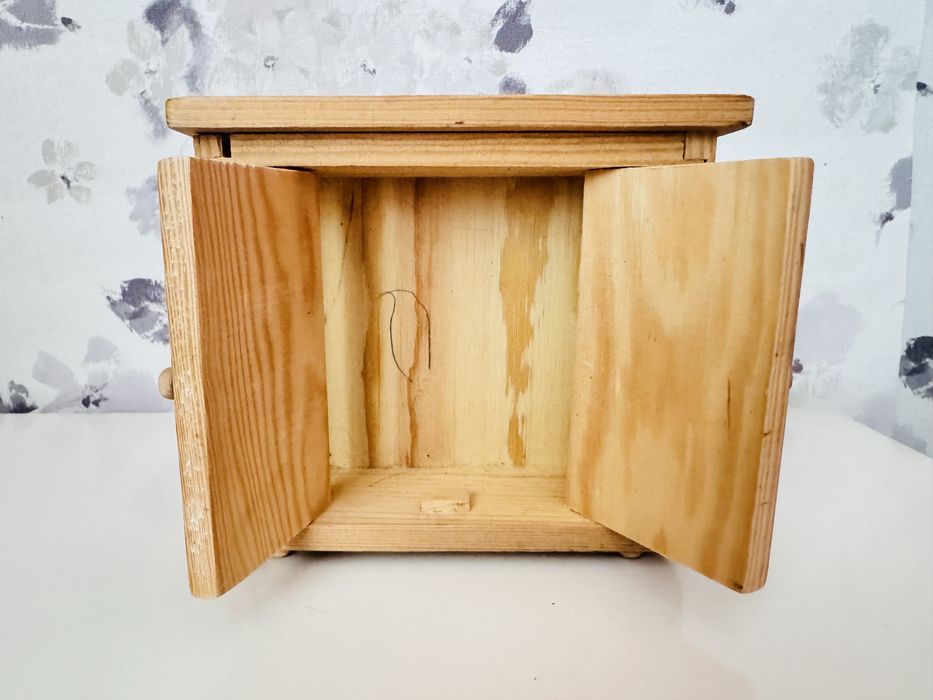 Drewniane mebelki do domku dla lalki/Maileg,szafa,stół,ławka retro