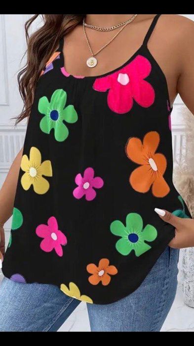 Майка летняя с цветочны принтом