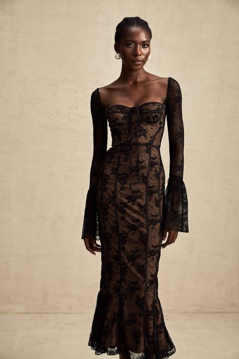 Сукня міді Marlene Black Flared Lace Maxi Dress