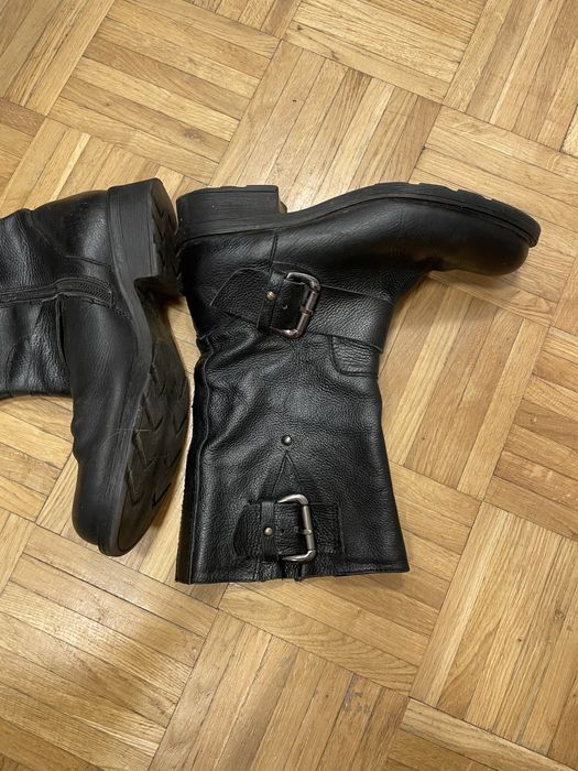 Botki skorzane ocieplane motobike kozaki skora naturalna 39r.