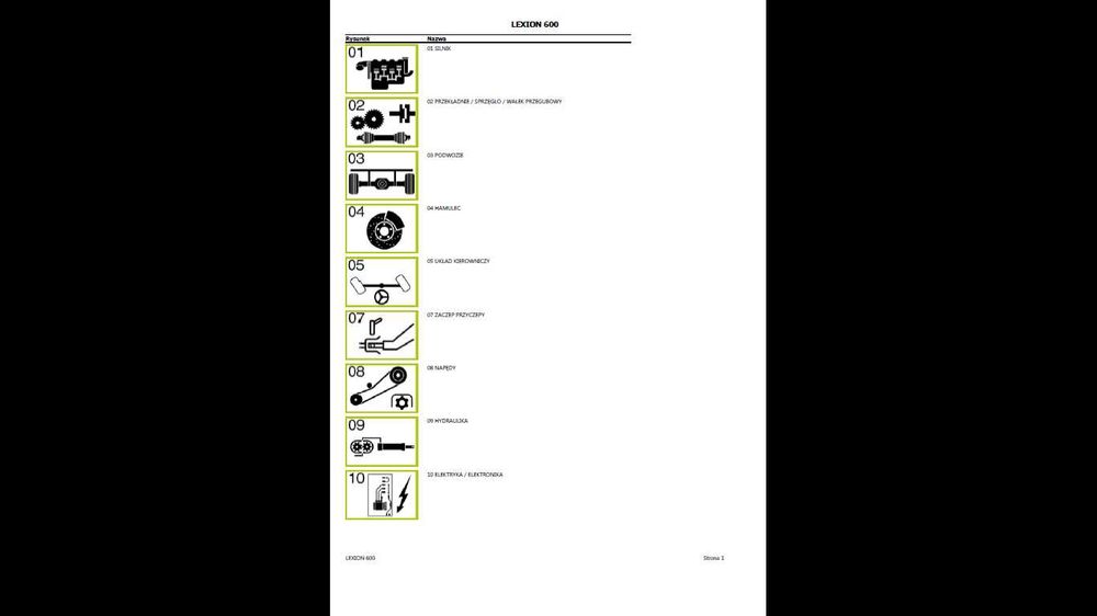 CLAAS LEXION 600 katalog części PO POLSKU