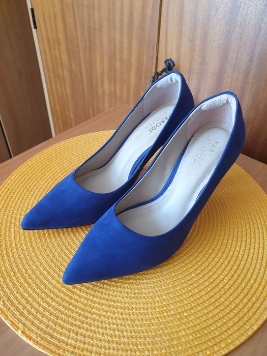 Granatowe niebieskie buty szpilki