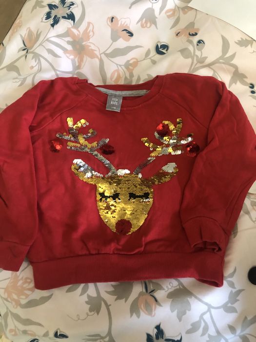 Bluza świąteczna bawełniana z cekinami dwustronnymi