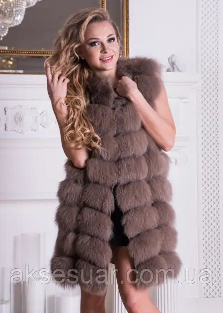 хутряний жилет з песця. меховая жилетка з натурального хутра.