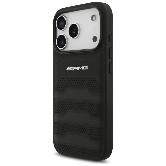 Etui AMG Leather Debossed Lines Logo do  iPhone 17 Pro czarny