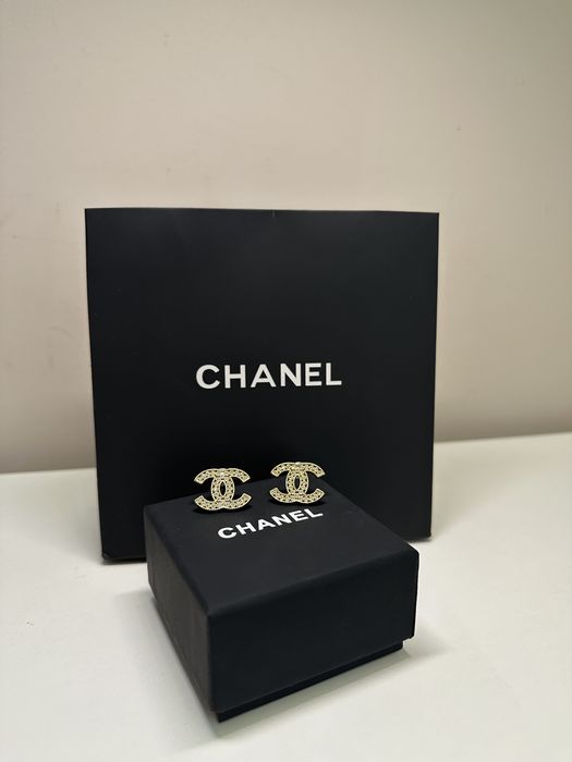 Kolczyki Chanel cyrkoniowe damskie z opakowaniem