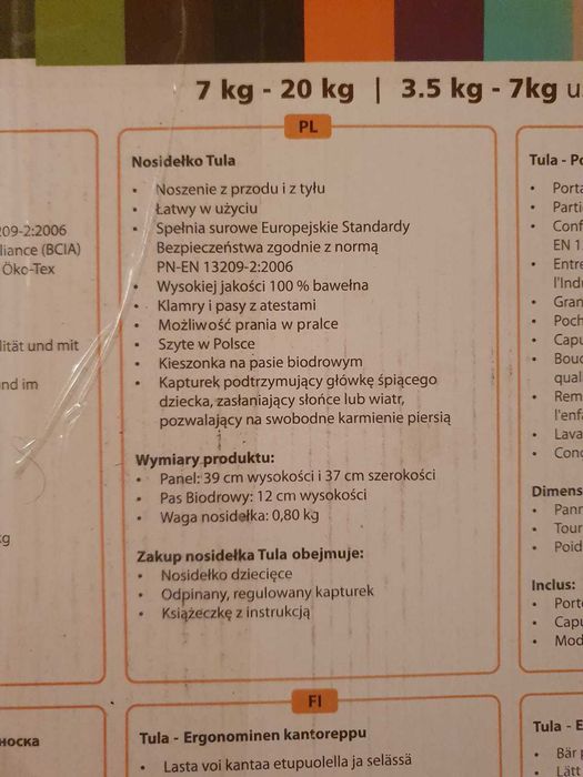 nosidło nosidełko ergonomiczne Tula 3,5 - 20 kg