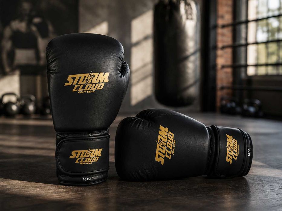 Rękawice Bokserskie StormCloud Rękawice 16 oz Czarno-Złote – Rękawice Do Boksu i Kickboxingu