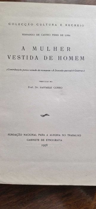 A Mulher vestida de Homem, Fernando de Castro Pires de Lima - raro