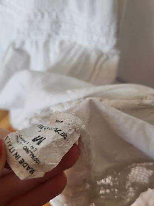 Sukienka boho 100% len M biała