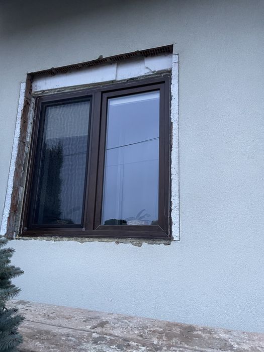 Okna plastikowe, obustronny kolor ciemny braz