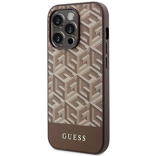Etui Guess GCube Stripes MagSafe na iPhone 14 Pro - brązowe