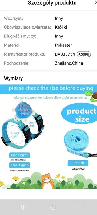 Nowa smycz dla małych  zwierząt-  dla królika
