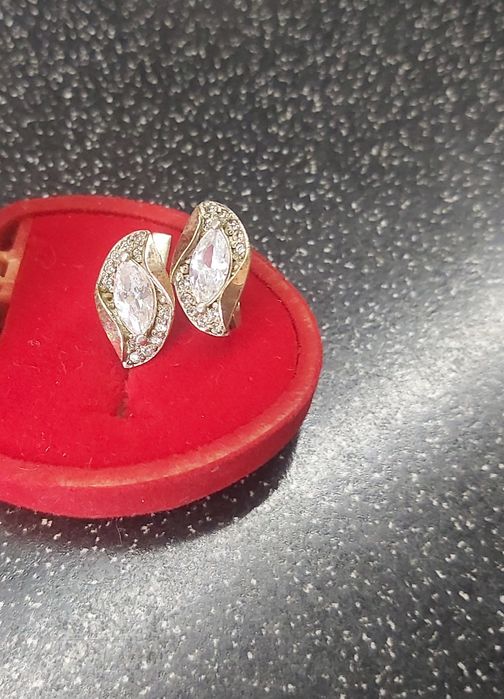 Серебряные сережки с золотыми пластинами, вес 3,92 гр