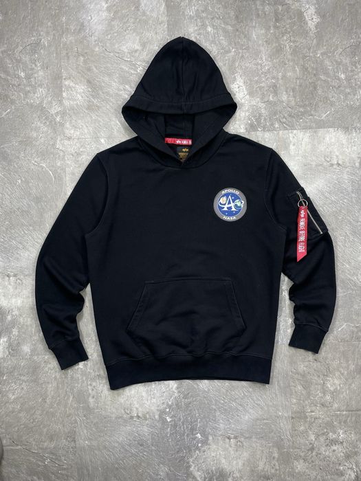 Худі alpha industries nasa apollo альфа індастріз наса кофта світшот з капюшоном чоловіче чорне бомбер оригінал