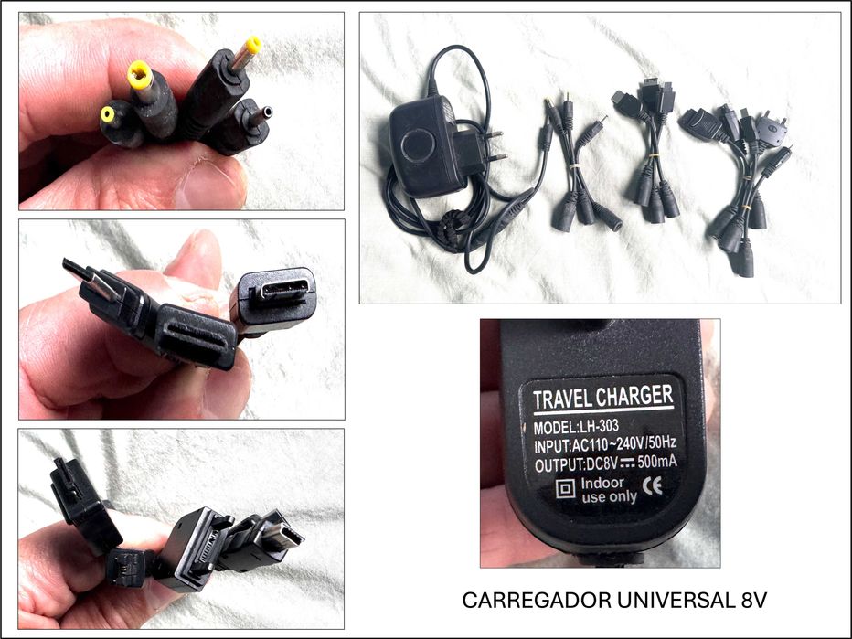 Carregador universal e diversas fichas (PC e telemóvel) - VER VÁRIOS