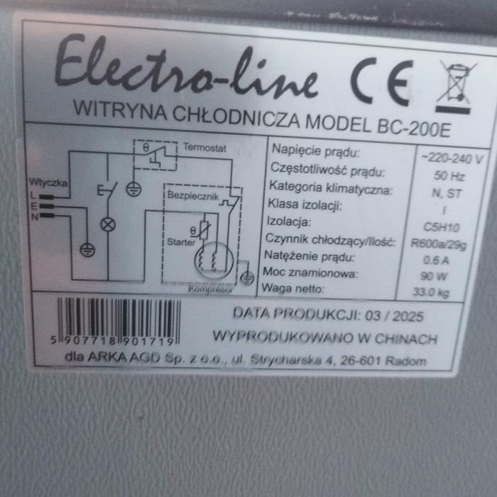 Witryna chlodnicza Electro-line Roczna !
