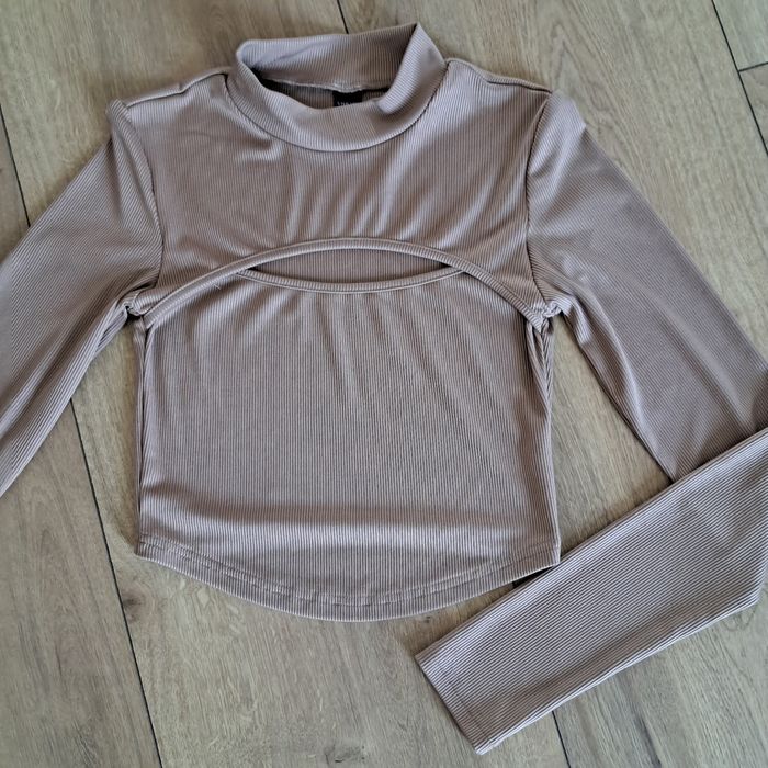 Crop top prążkowany bluzka z wycięciem Shein 36-38 S-M