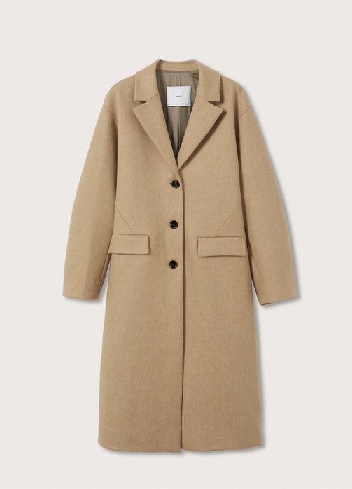 Paszcz wełniany Mango XL camel