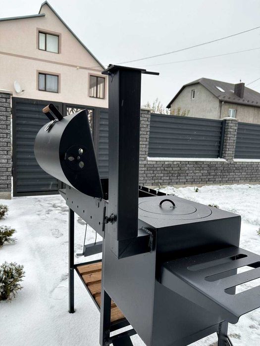 Мангал з пічкою під казан метал 4 мм на 8 шампурів ПОСИЛЕНИЙ