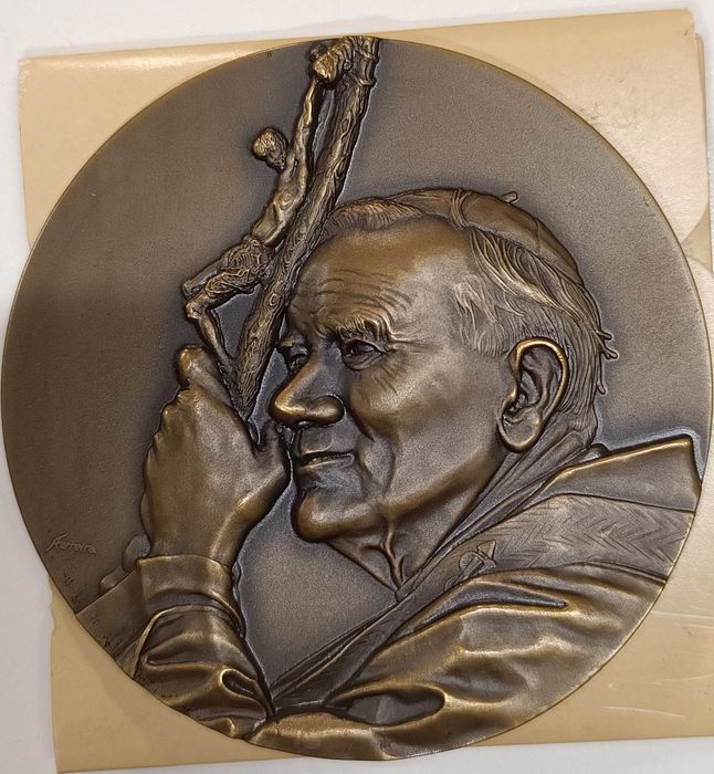 Medalha comemorativa TAP viagem a Portugal de João Paulo II