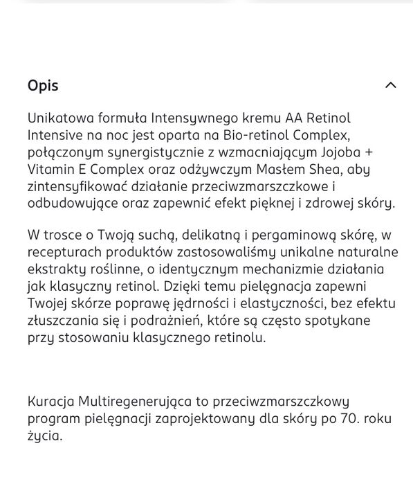 Bio Retinol intensive kuracja multiregenerująca 70+
