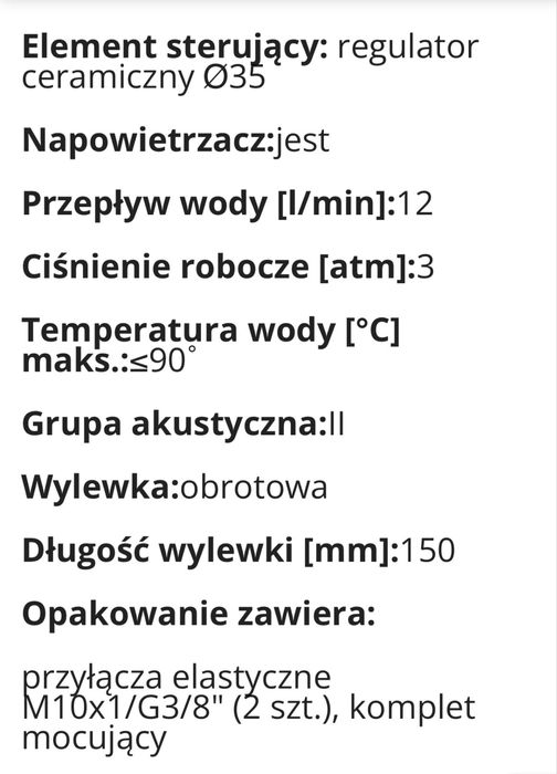 Bateria umywalkowa stojąca Kfa BERYL wylewka 15 cm chrom