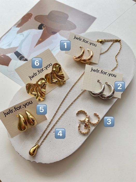 Сережки з медичного золота та ювелірної сталі/ підвіска/ каф