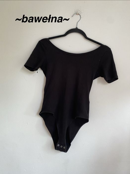 Body krótki rękaw H&M czarne prążkowane roz. S bawełna