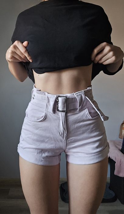 Spodenki z paskiem jeans różowe XS 32