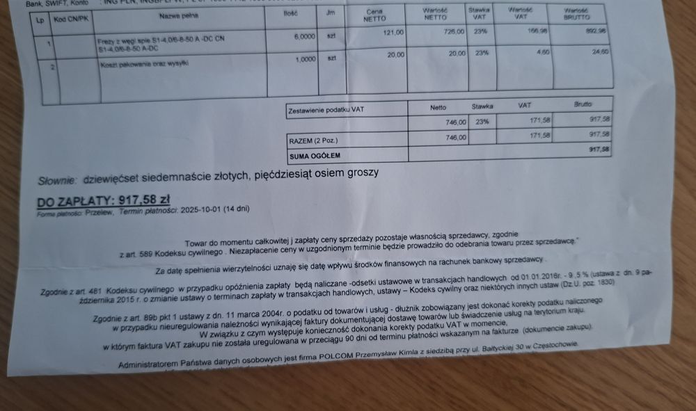 Sprzedam nowe frezy