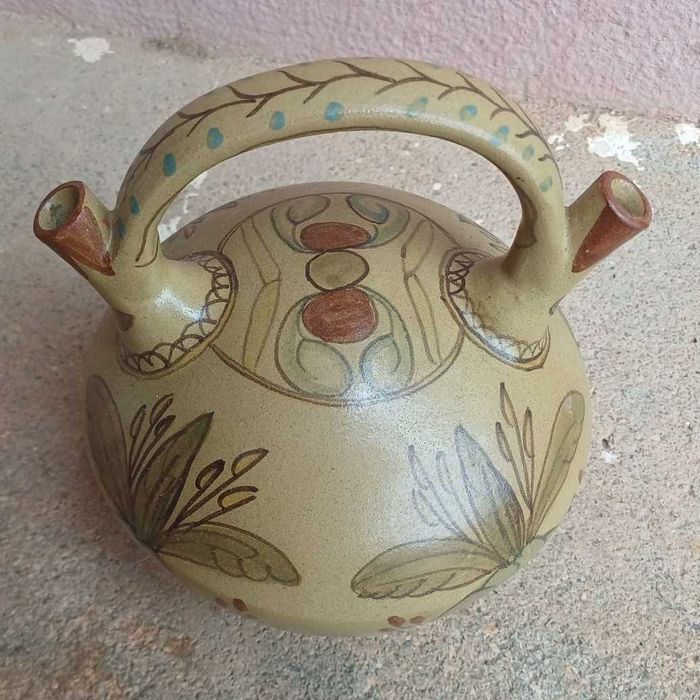 Bilha para água, com 2 bocas, cerâmica decorativa