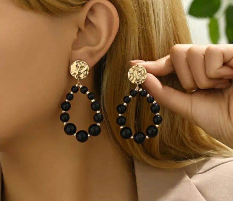 Kolczyki nowe czarno złote