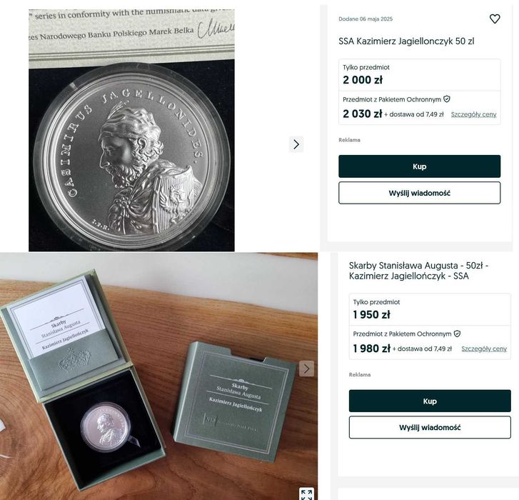 Moneta 50 zł Kazimierz Jagiellończyk 2015 Stan 1 Nowa Kolekcjonerska