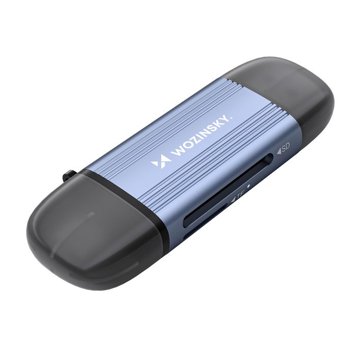 Czytnik kart pamięci Wozinsky WCR-5G do SD i microSD USB-A 3.0 / USB-C 3.0 aluminiowy - szary