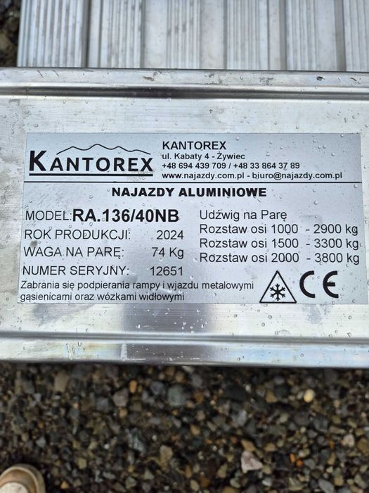 Najazdy aluminiowe DO MINIKOPAREK 4m/3800kg udźwig, DOSTAWA 2-3 dni