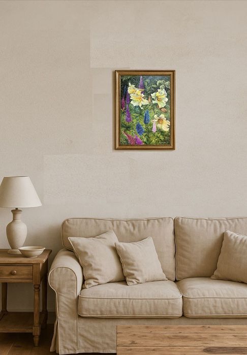 Картина олійна “Лілії” на полотні, 30×50 см, ручна робота, без рами