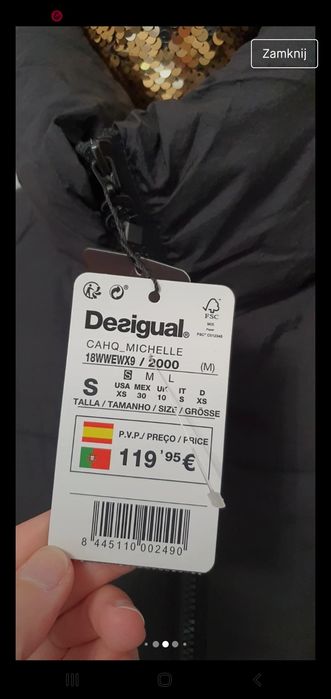 Kurtka nowa Desigual czarna rozmiar s 36 oryginalna czarna oversize