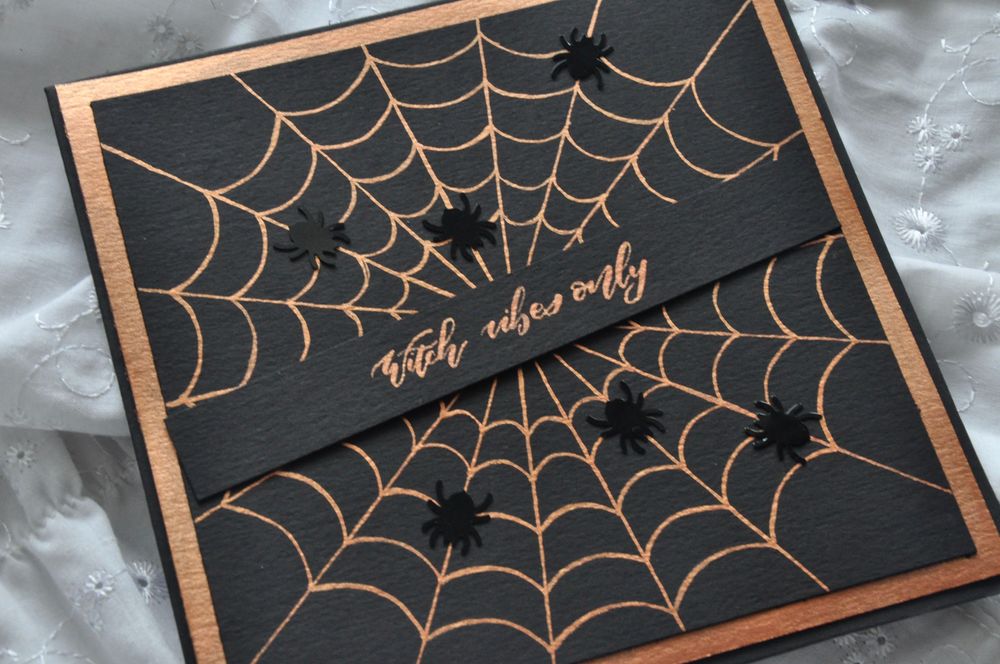 kartka zaproszenie halloween pajęczyna pająki