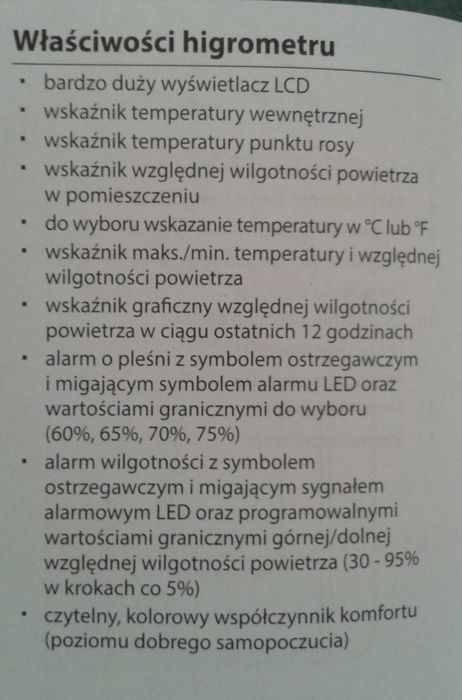 Cyfrowy wskaźnik temperatury i punktu rosy, higrometr, czujnik pleśni